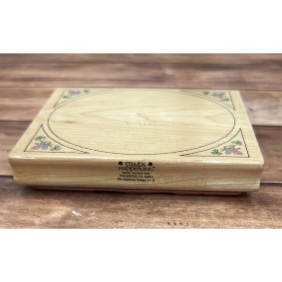 STAMPS HAPPEN 80039 OVAL CLOVER FRAME WOOD MOUNTED RUBBER STAMP - Picture 3 of 4